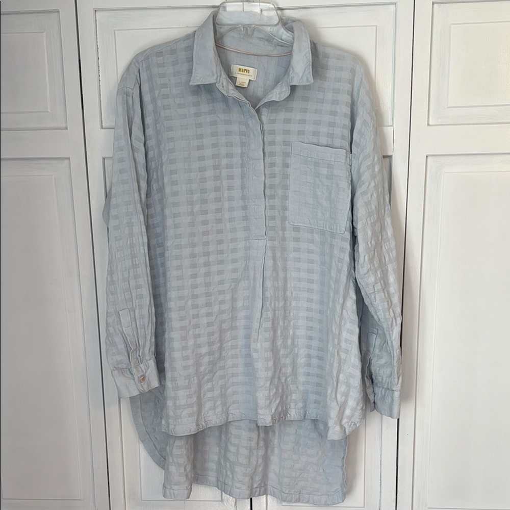 Maeve for Anthropologie Oversized Checkered Tunic Coastal Grandma Sz L